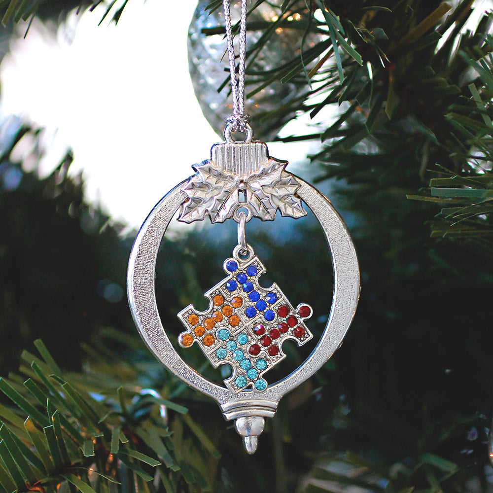 4.0 Carat Pave Autism Jigsaw Charm Christmas / Holiday Ornament ...