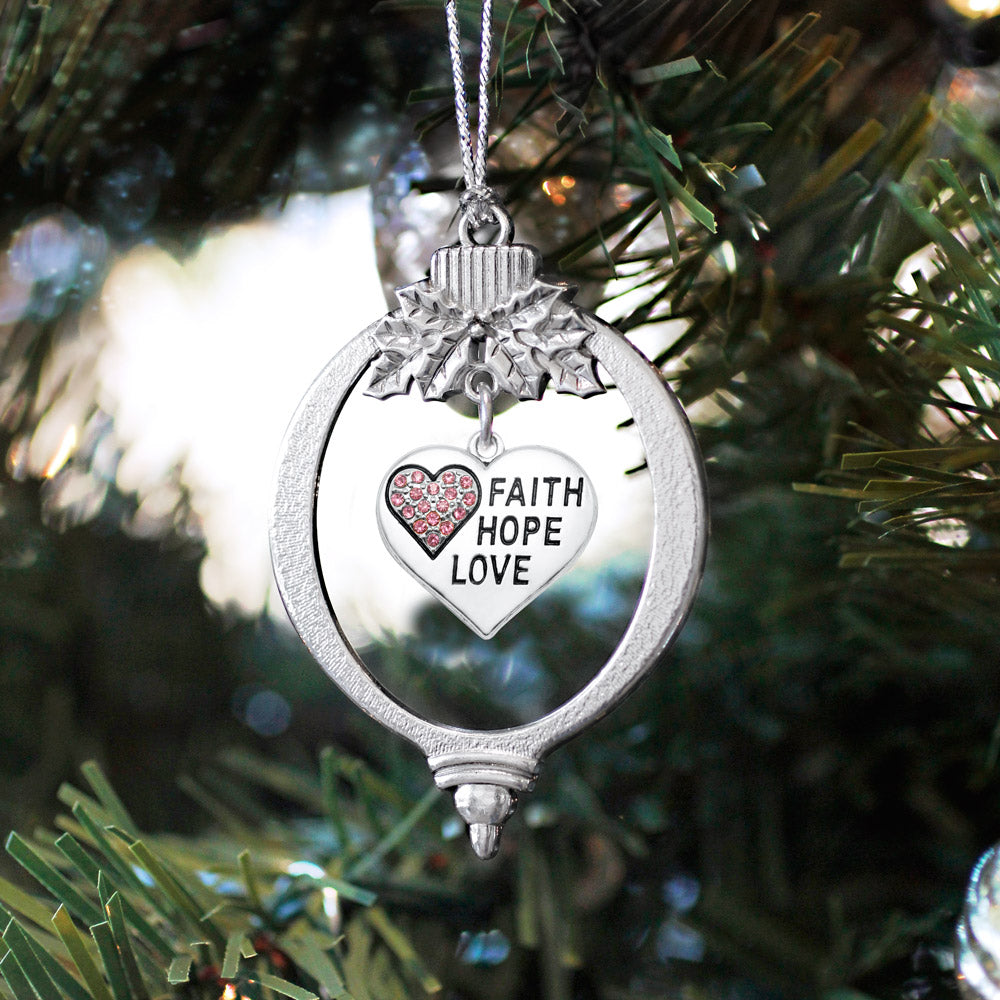 Faith Hope Love Pave Heart Charm Christmas / Holiday Ornament