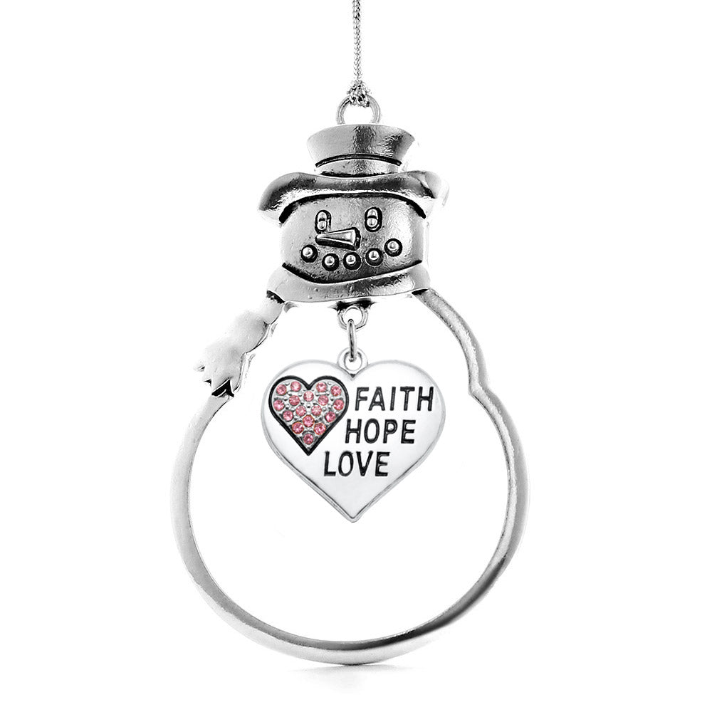 Faith Hope Love Pave Heart Charm Christmas / Holiday Ornament
