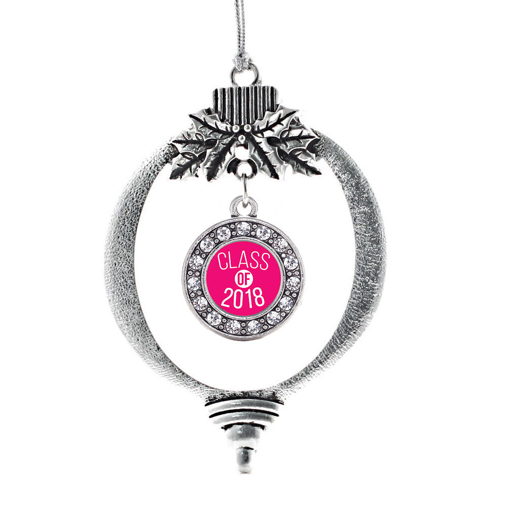 Hot Pink Class of 2018 Circle Charm Christmas / Holiday Ornament