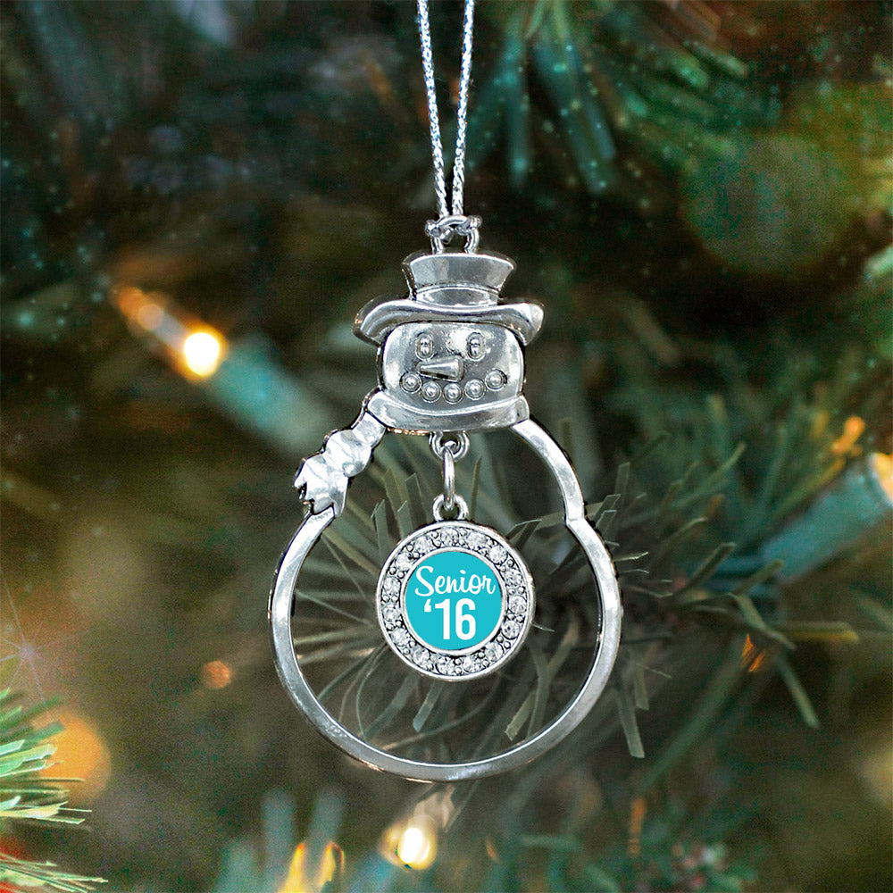 Teal Senior '16 Circle Charm Christmas / Holiday Ornament