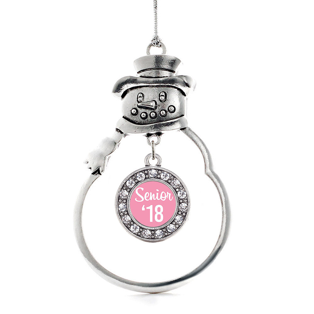 Pink Senior '18 Circle Charm Christmas / Holiday Ornament
