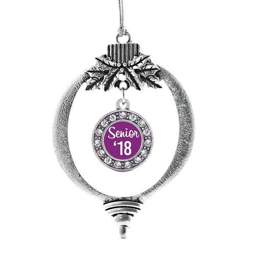 Purple Senior '18 Circle Charm Christmas / Holiday Ornament