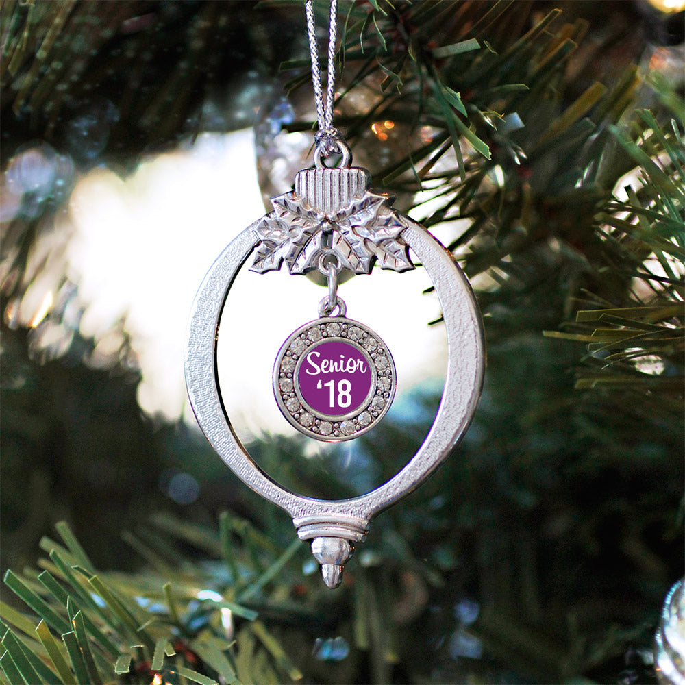 Purple Senior '18 Circle Charm Christmas / Holiday Ornament