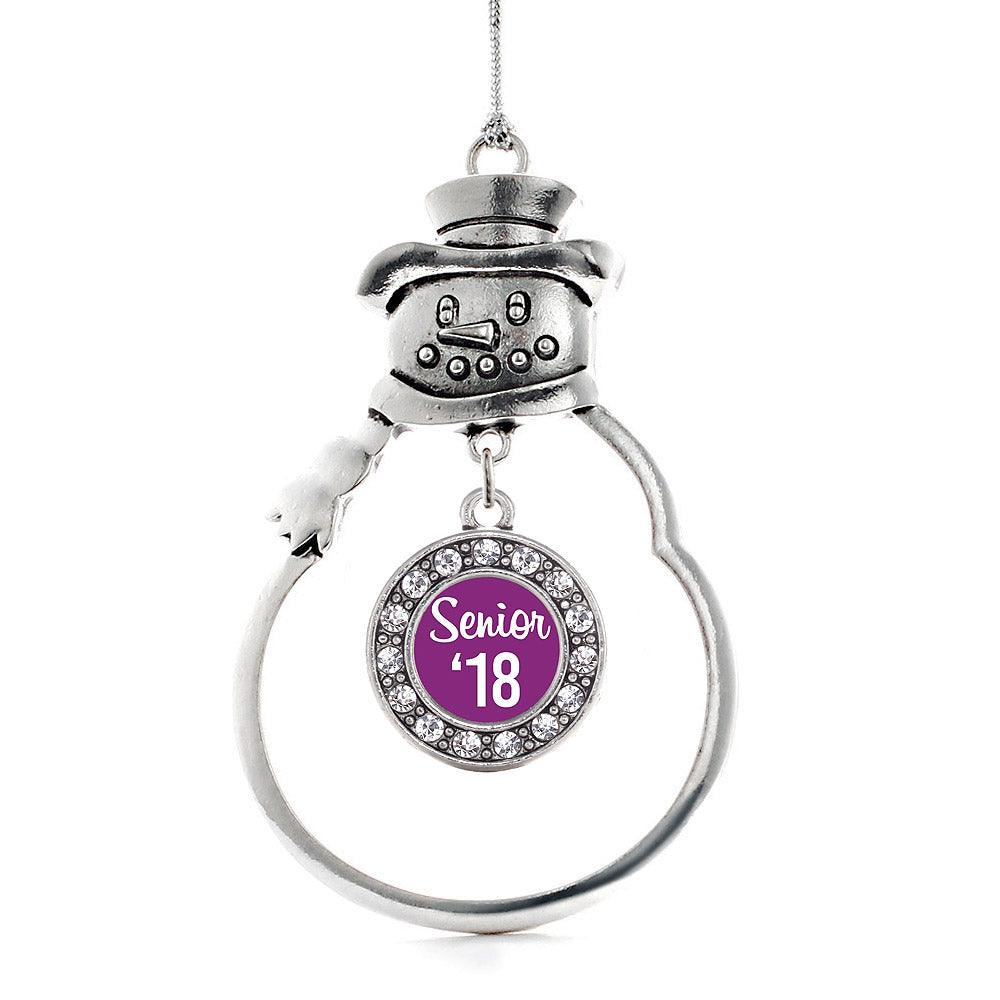 Purple Senior '18 Circle Charm Christmas / Holiday Ornament