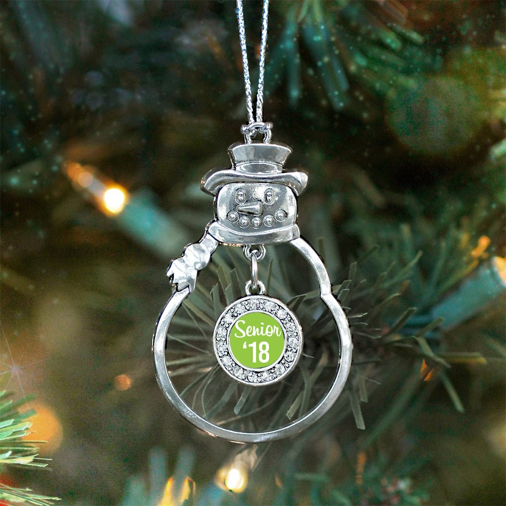 Lime Green Senior '18 Circle Charm Christmas / Holiday Ornament