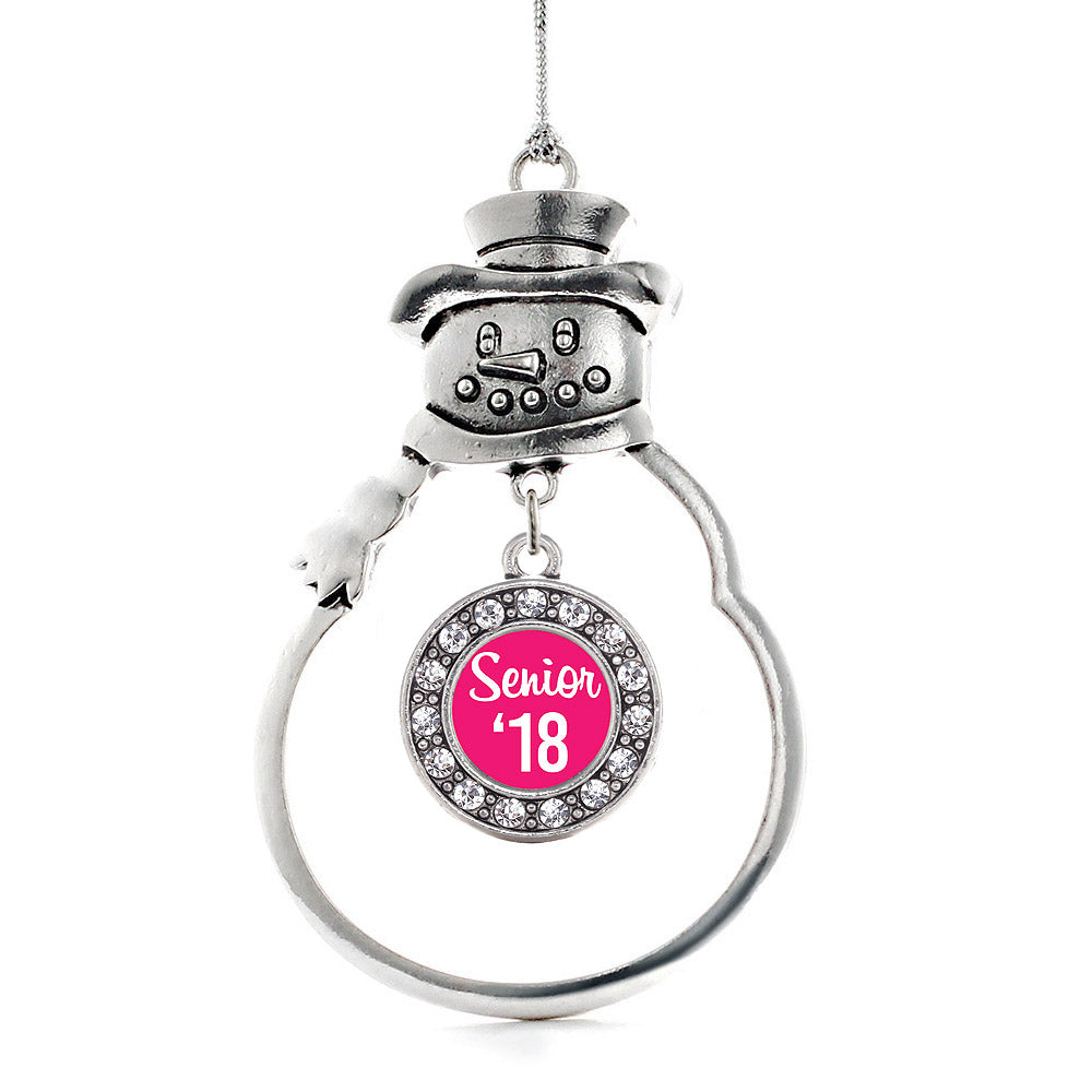 Fuchsia Senior '18 Circle Charm Christmas / Holiday Ornament