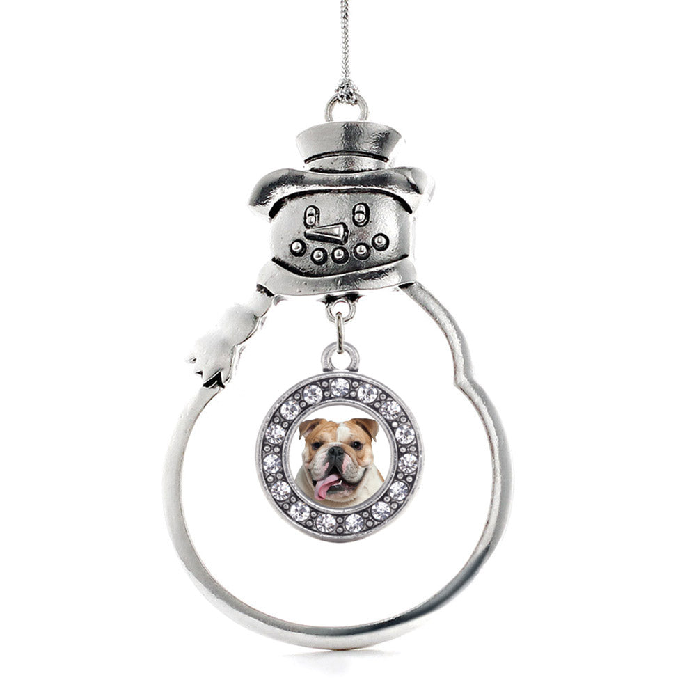 Bulldog Face Circle Charm Christmas / Holiday Ornament