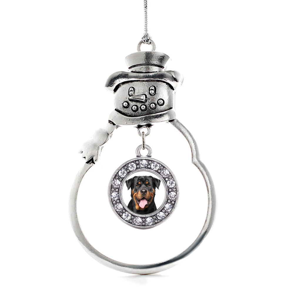 Rottweiler Face Circle Charm Christmas / Holiday Ornament