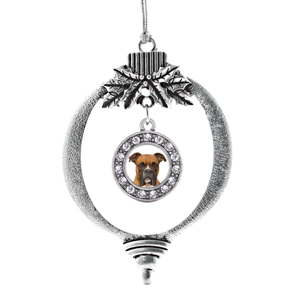 Boxer Face Circle Charm Christmas / Holiday Ornament