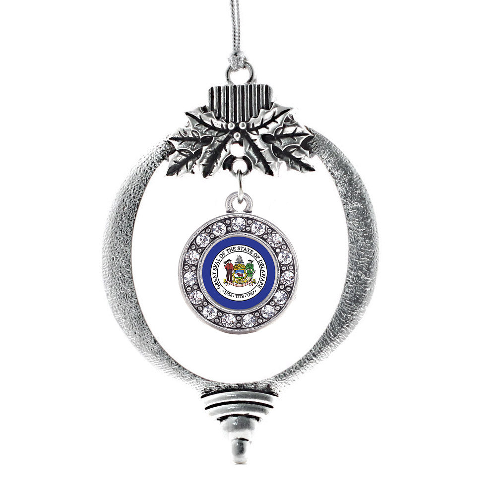 Delaware Flag Circle Charm Christmas / Holiday Ornament