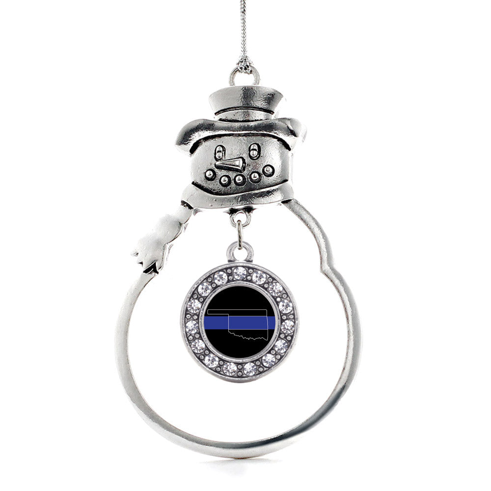 Oklahoma Thin Blue Line Circle Charm Christmas / Holiday Ornament