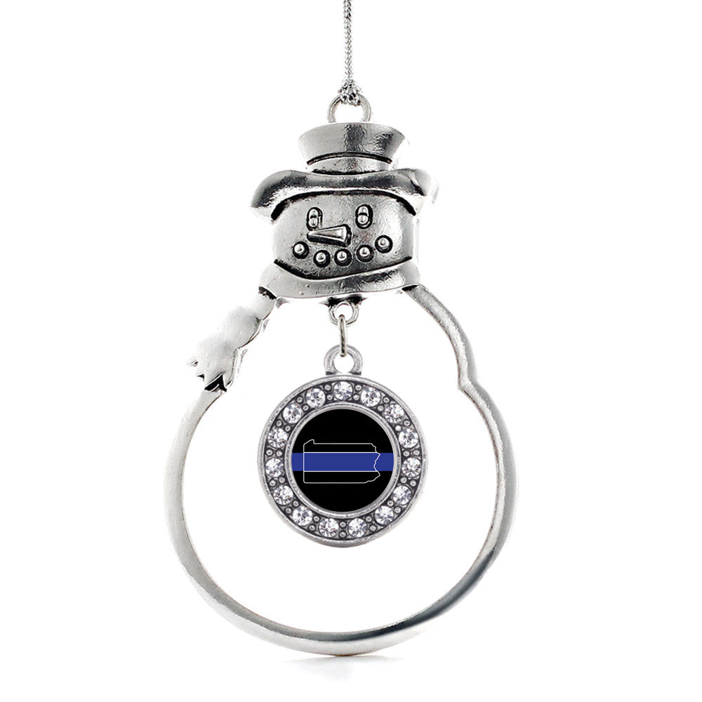 Pennsylvania Thin Blue Line Circle Charm Christmas / Holiday Ornament