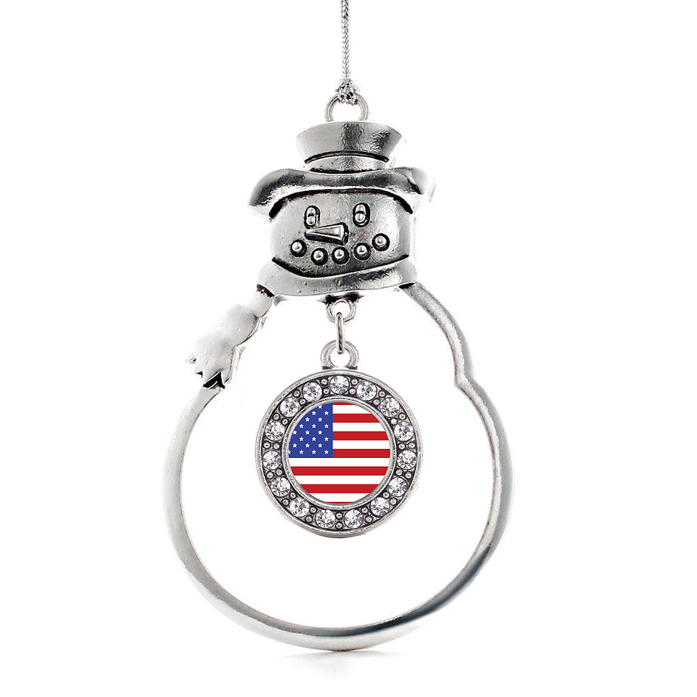 American Flag Circle Charm Christmas / Holiday Ornament