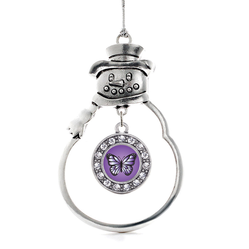 Purple Butterfly Circle Charm Christmas / Holiday Ornament
