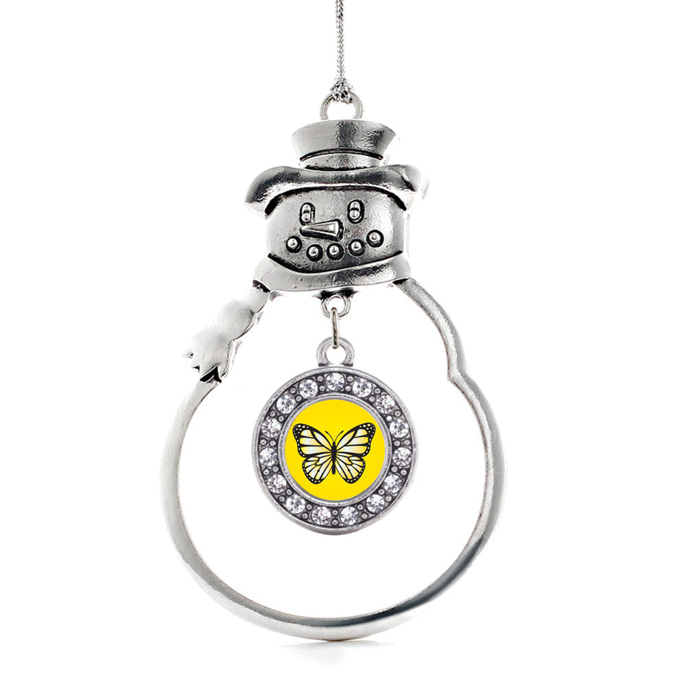Yellow Butterfly Circle Charm Christmas / Holiday Ornament