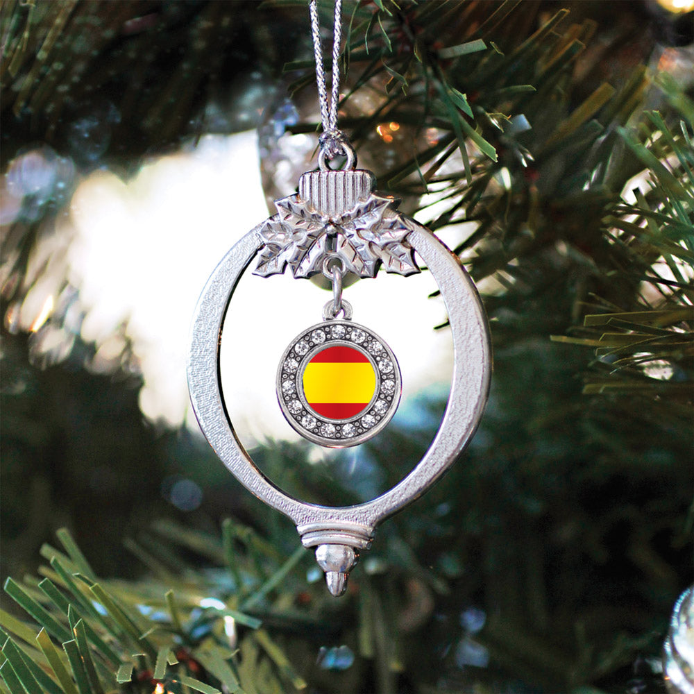 Spain Flag Circle Charm Christmas / Holiday Ornament