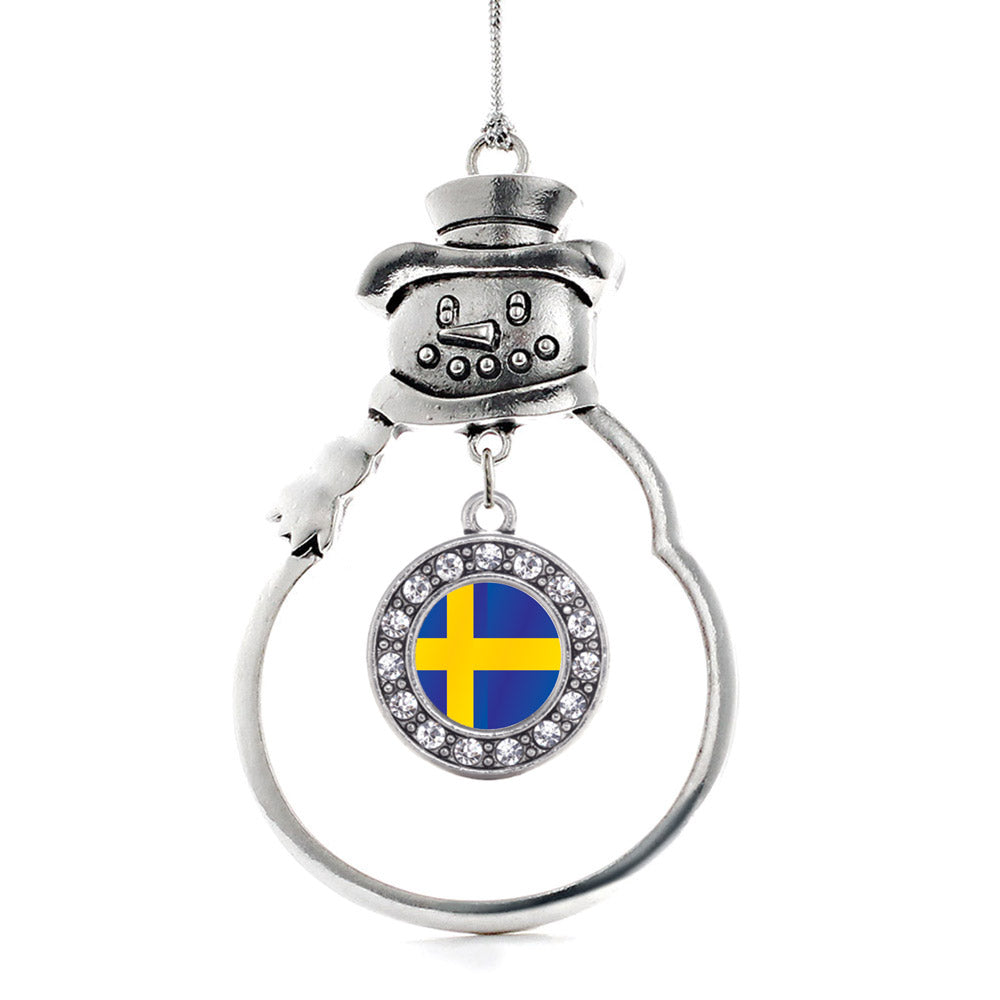 Sweden Flag Circle Charm Christmas / Holiday Ornament