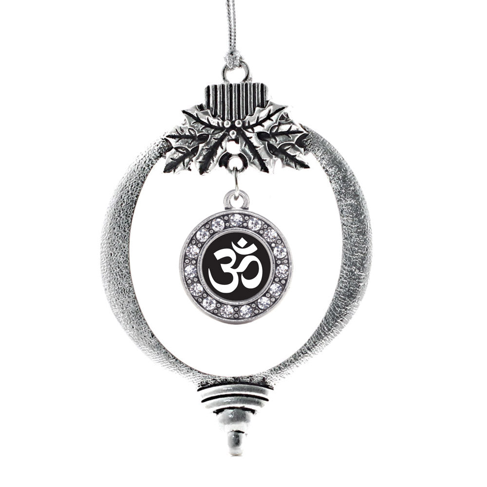 Black and White OM Yoga Circle Charm Christmas / Holiday Ornament