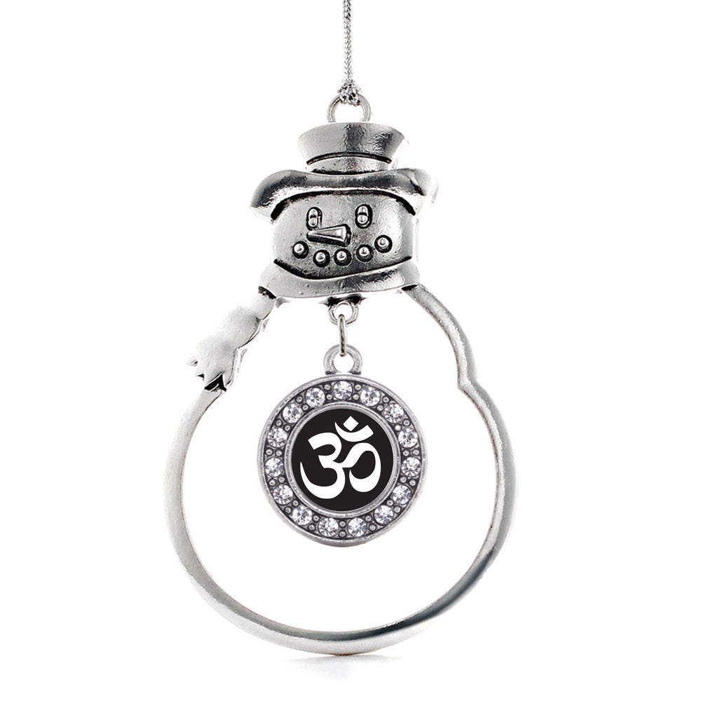 Black and White OM Yoga Circle Charm Christmas / Holiday Ornament