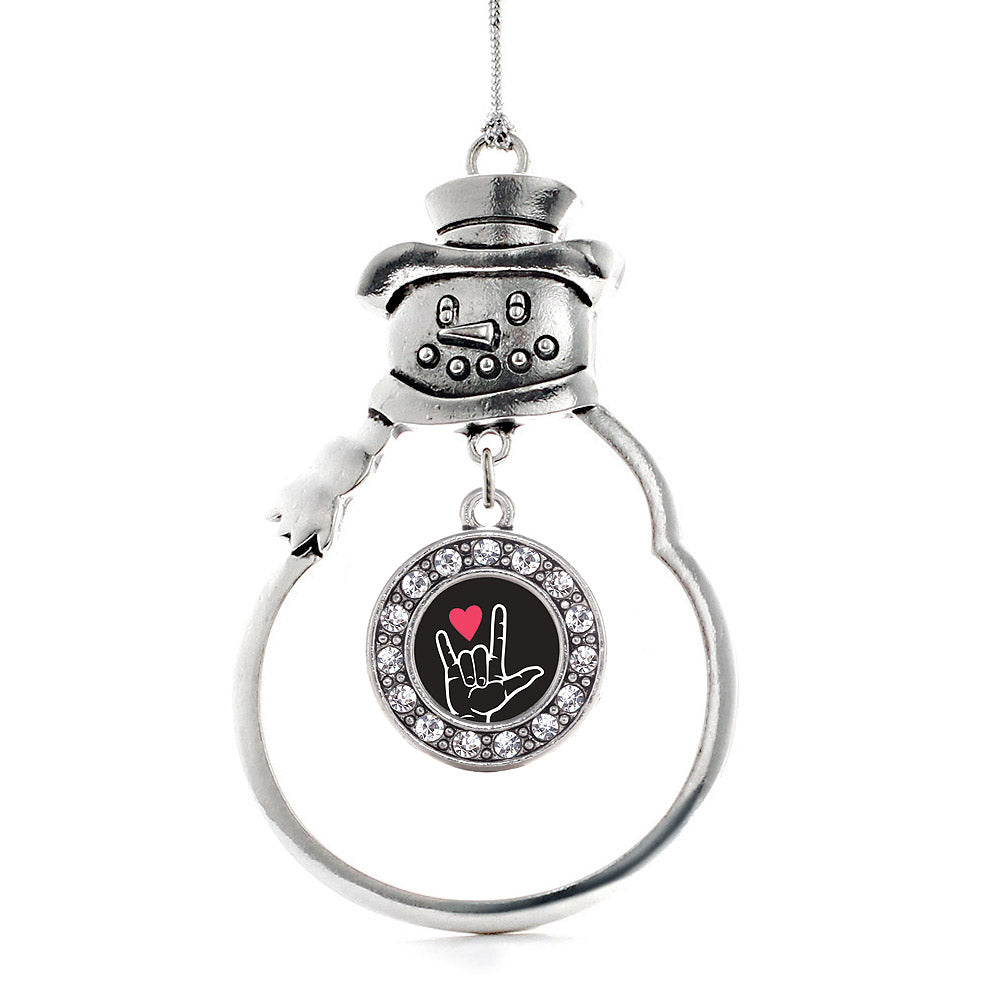 I Love You Sign Language Circle Charm Christmas / Holiday Ornament