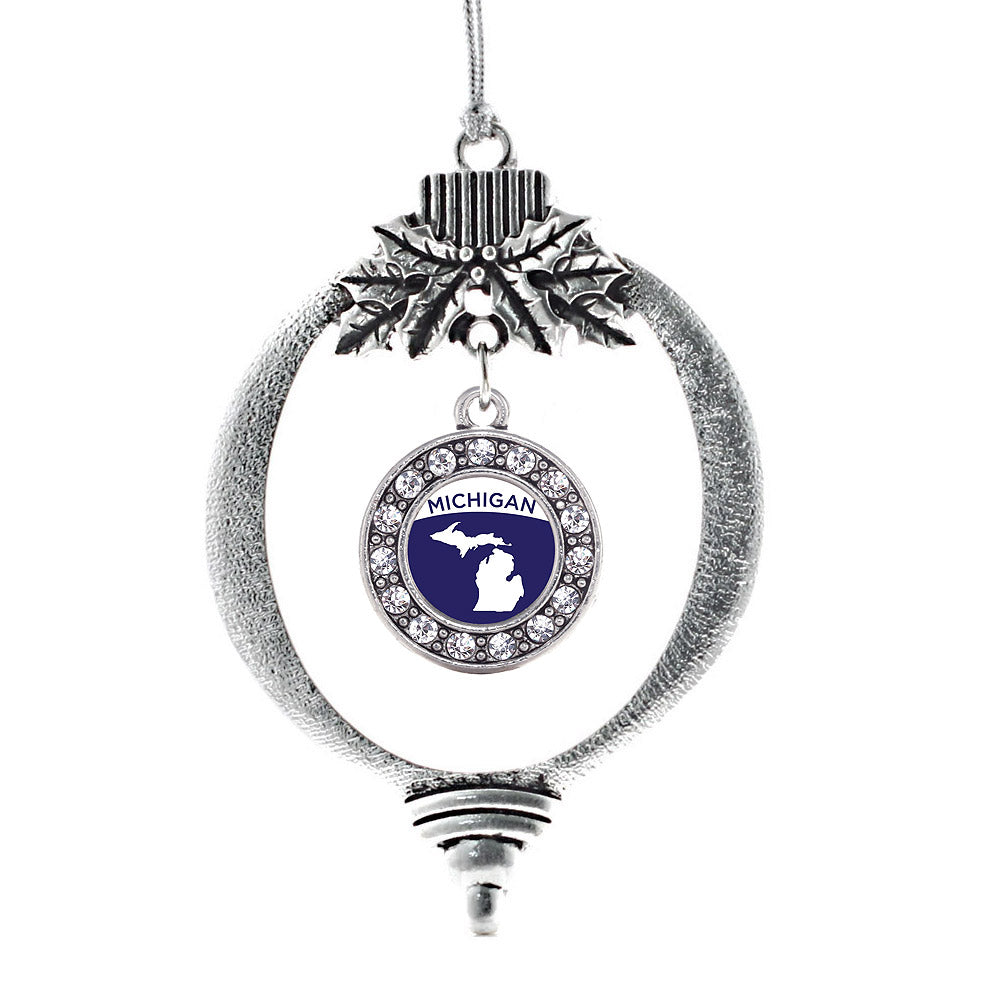 Michigan Outline Circle Charm Christmas / Holiday Ornament