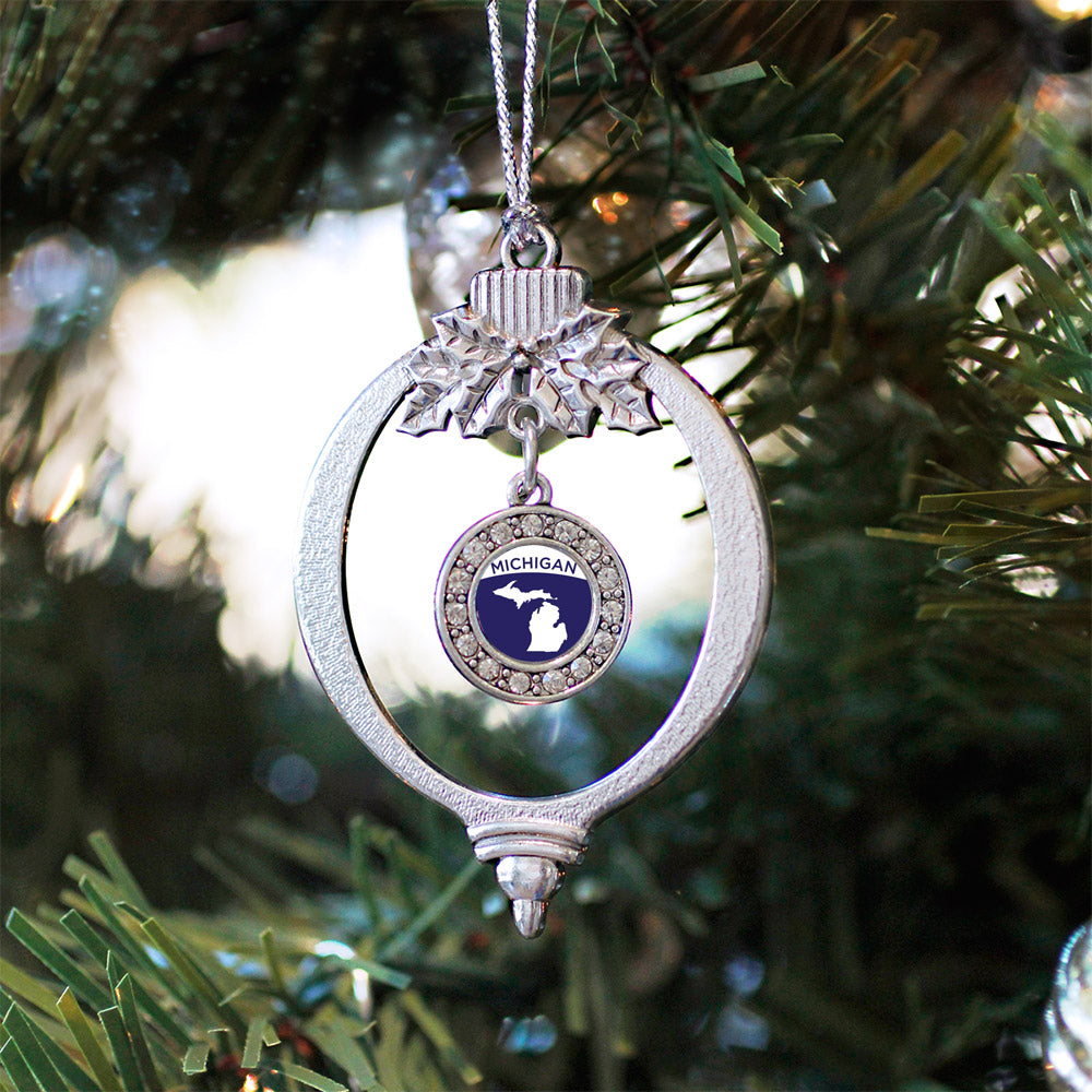 Michigan Outline Circle Charm Christmas / Holiday Ornament