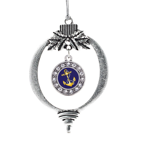 Navy Anchor Circle Charm Christmas / Holiday Ornament