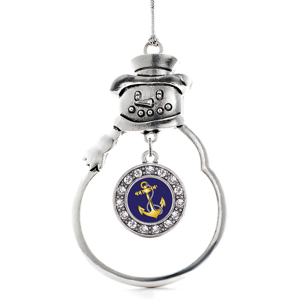 Navy Anchor Circle Charm Christmas / Holiday Ornament
