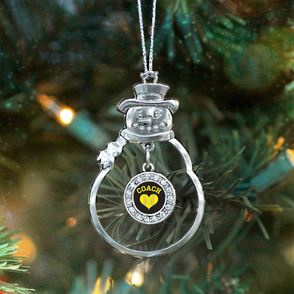 Softball Coach Circle Charm Christmas / Holiday Ornament