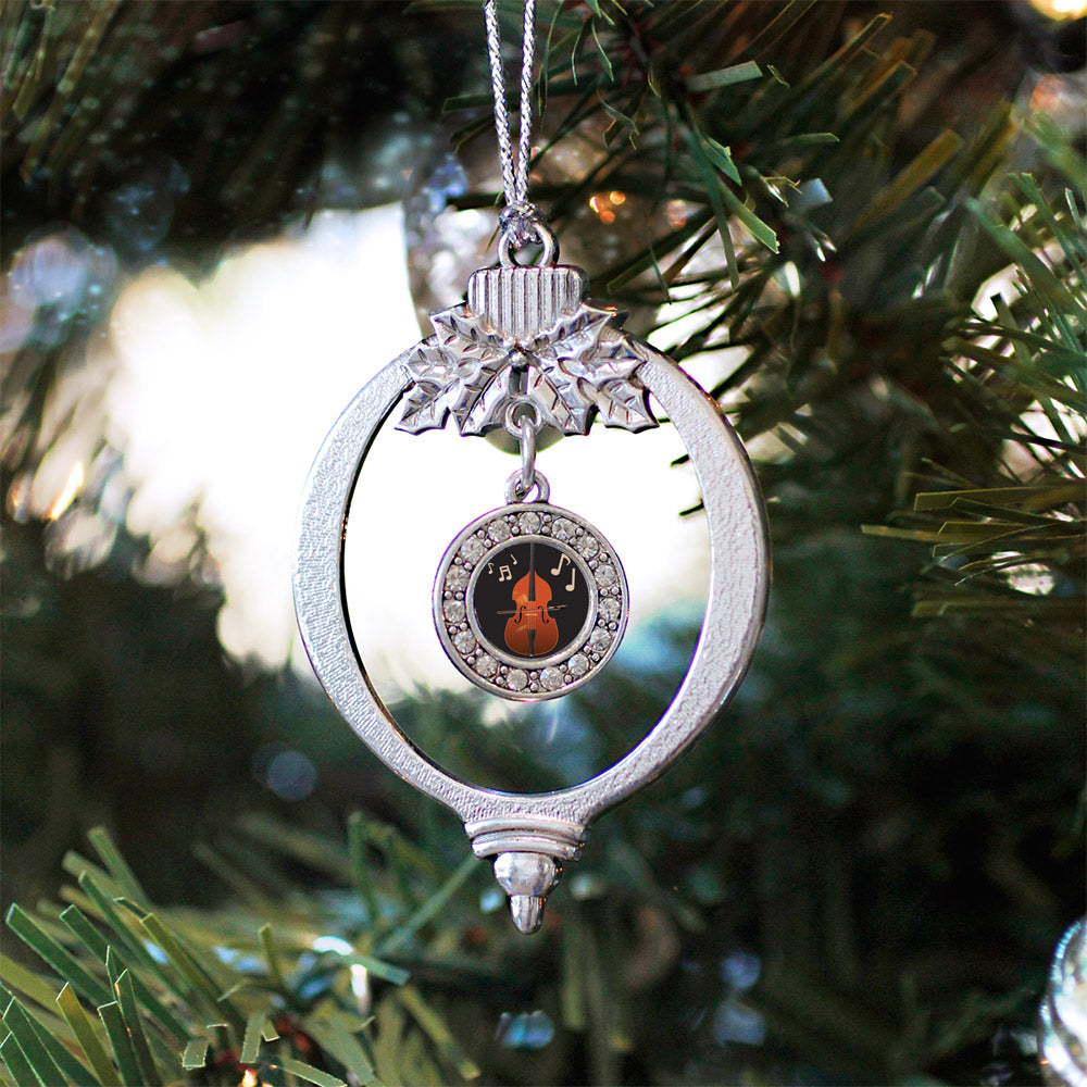 Stand Up Bass Circle Charm Christmas / Holiday Ornament