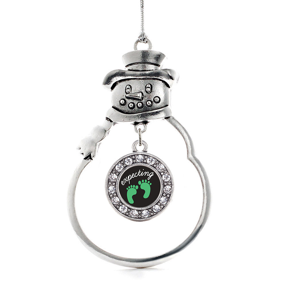 We're Expecting! Footprints Circle Charm Christmas / Holiday Ornament