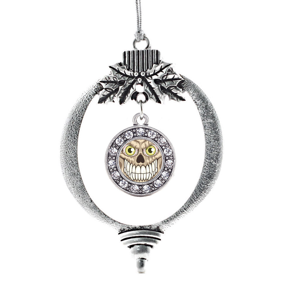 Grinning Skull Circle Charm Christmas / Holiday Ornament