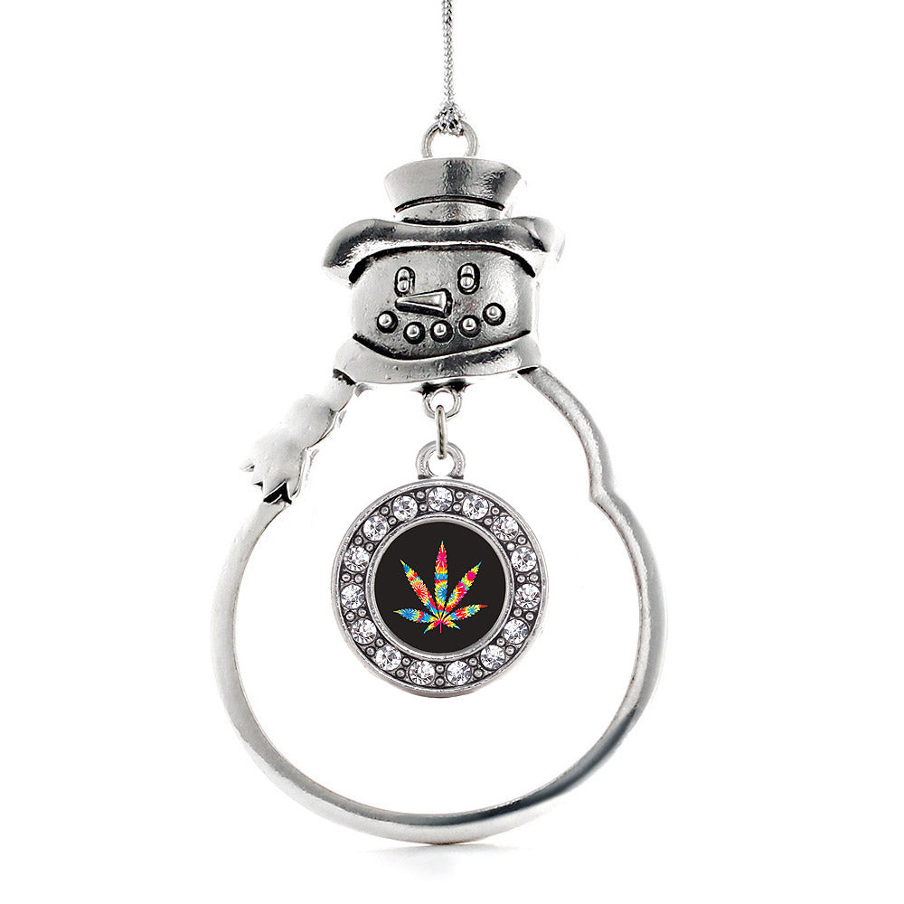 Tie Dye Marijuana Leaf Circle Charm Christmas / Holiday Ornament