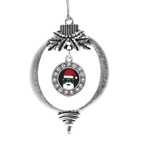 Hipster Santa Circle Charm Christmas / Holiday Ornament