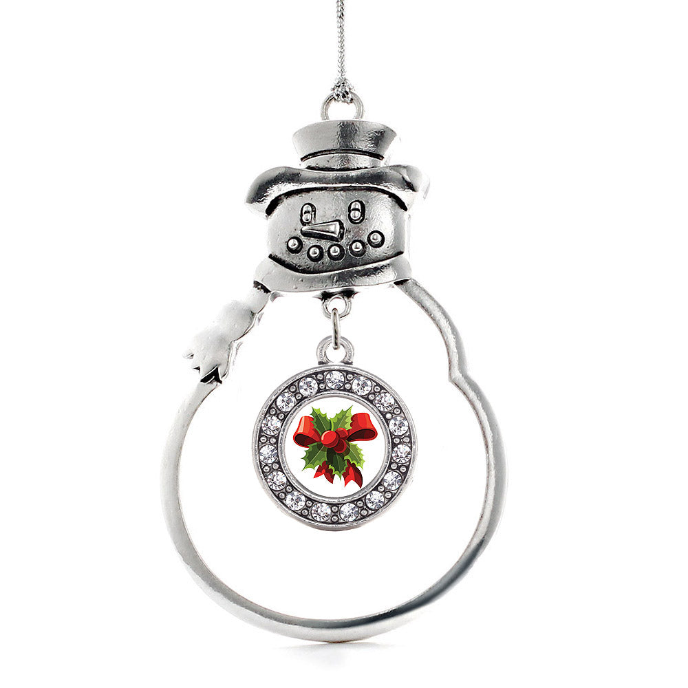 Holly Plant Circle Charm Christmas / Holiday Ornament