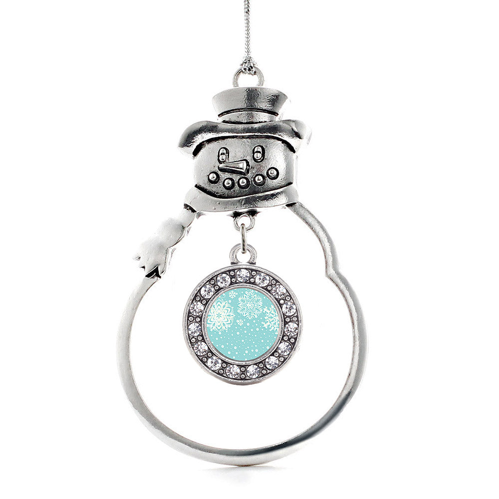 Falling Snowflakes Circle Charm Christmas / Holiday Ornament