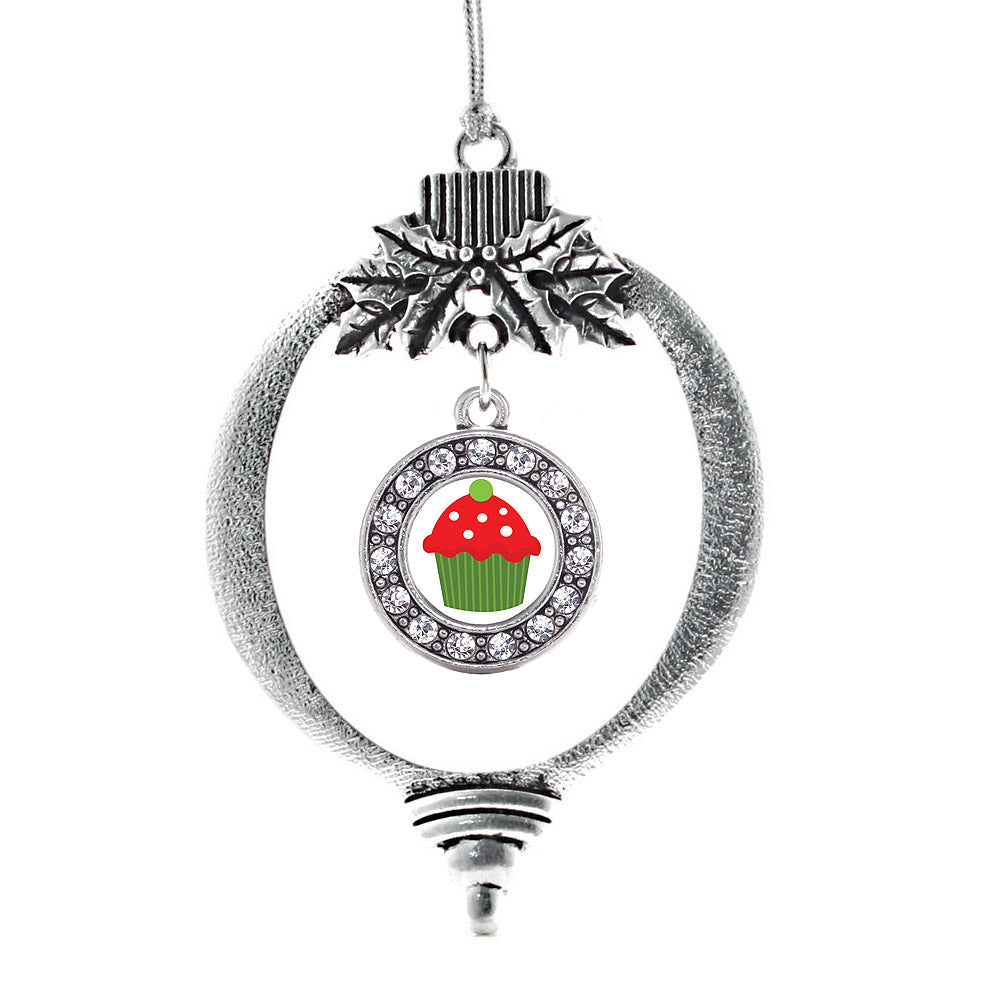 Holiday Cupcake Circle Charm Christmas / Holiday Ornament
