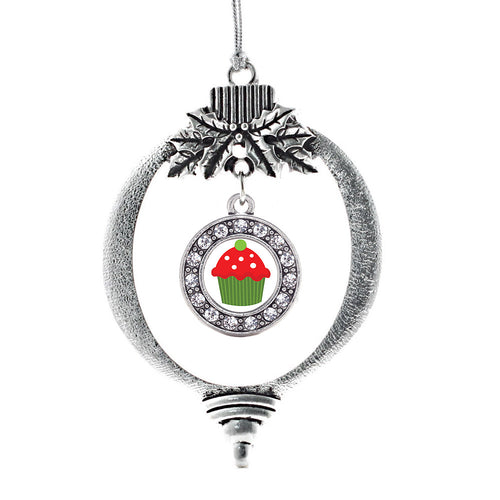 Holiday Cupcake Circle Charm Christmas / Holiday Ornament