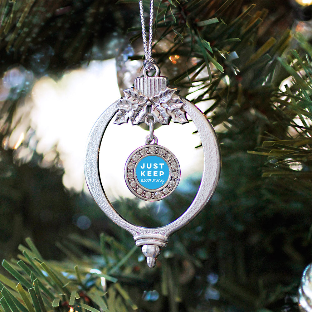 Just Keep Swimming Circle Charm Christmas / Holiday Ornament
