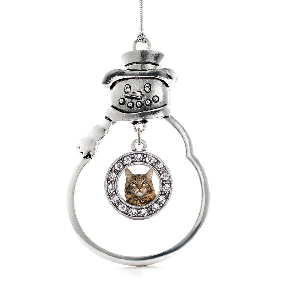 Maine Coon Cat Circle Charm Christmas / Holiday Ornament