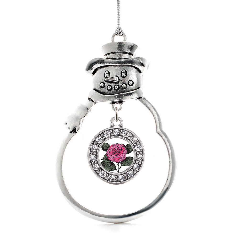 Camelia Flower Circle Charm Christmas / Holiday Ornament