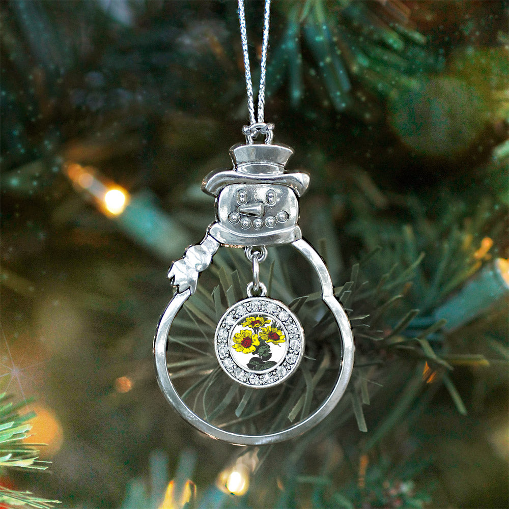 Coreopsis Flower Circle Charm Christmas / Holiday Ornament