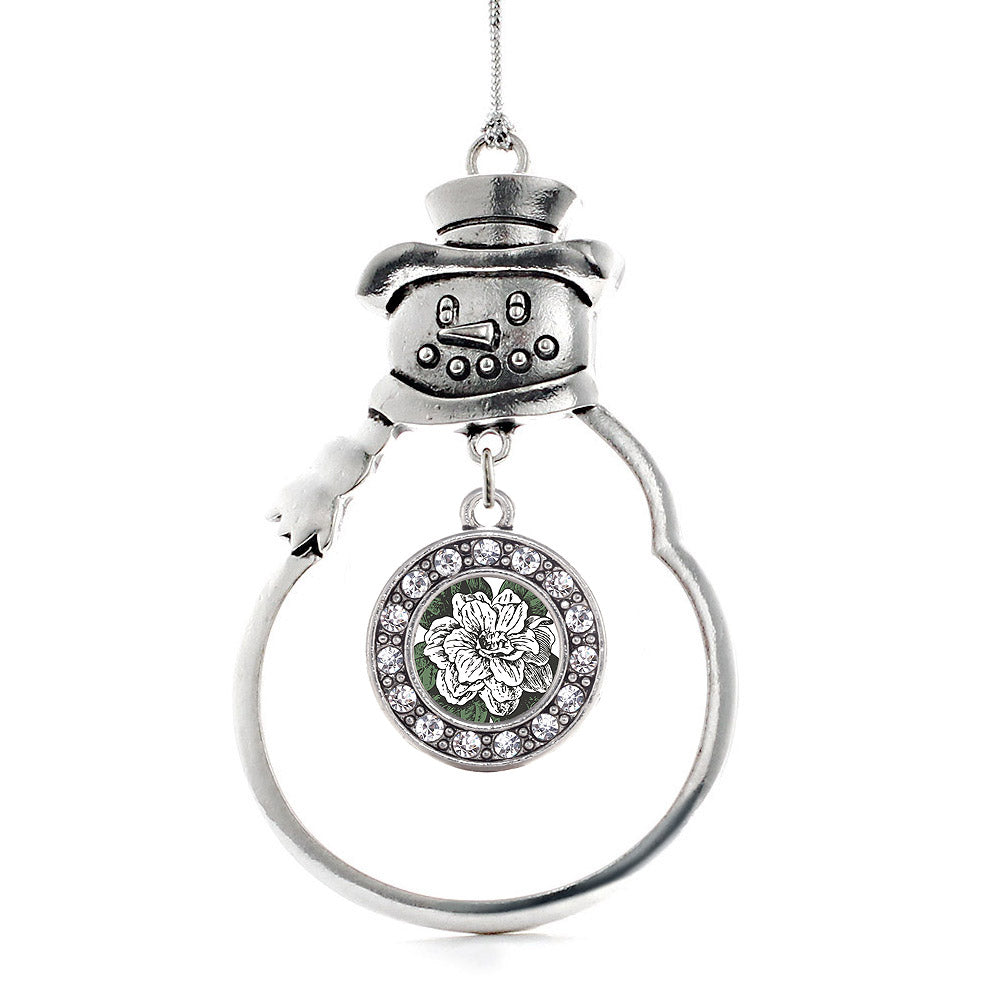 Gardenia Flower Circle Charm Christmas / Holiday Ornament
