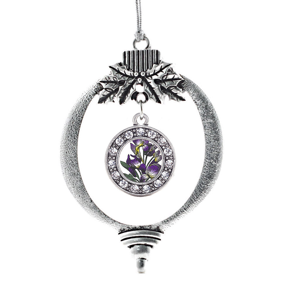 Iris Flower Circle Charm Christmas / Holiday Ornament