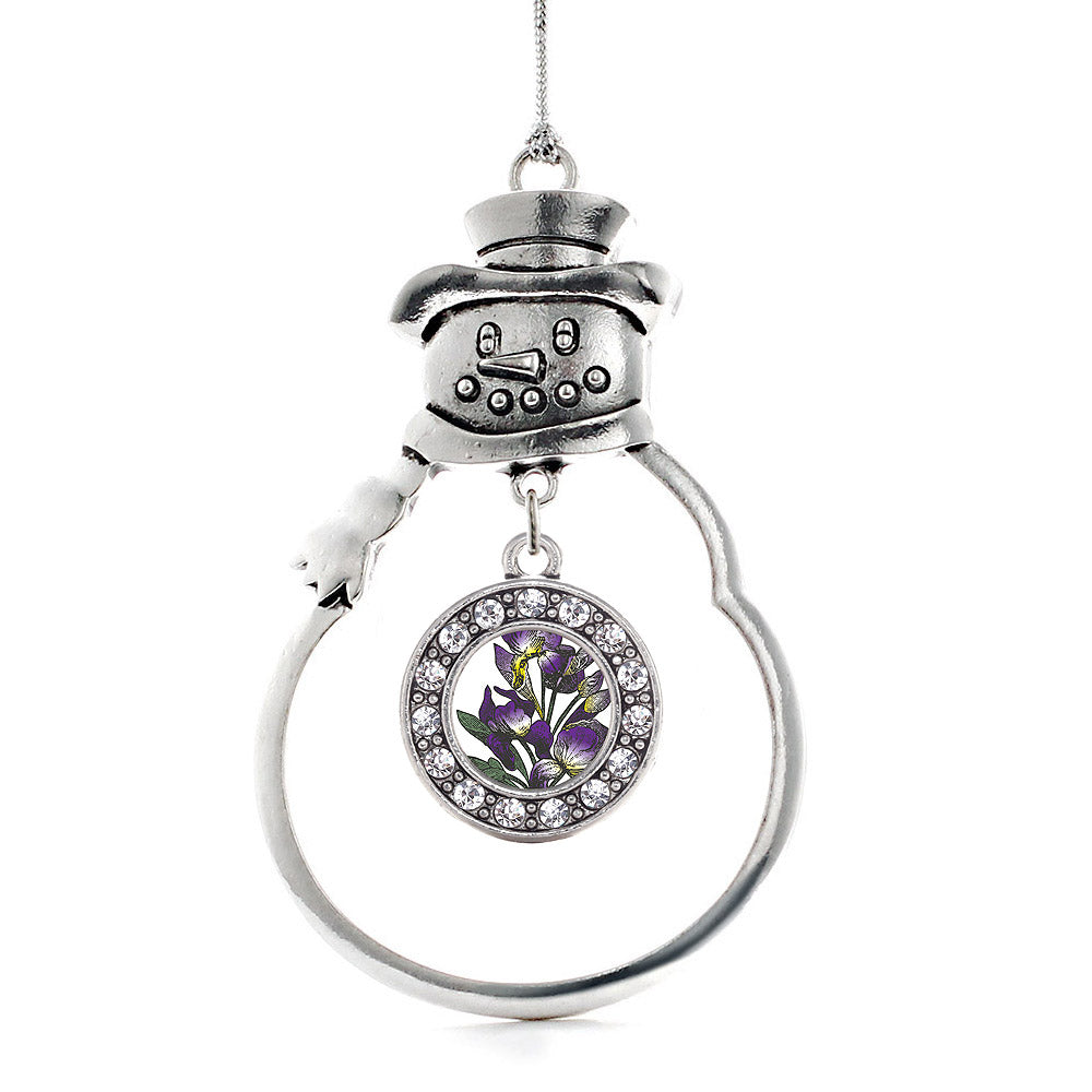 Iris Flower Circle Charm Christmas / Holiday Ornament