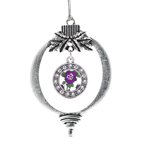 Pansy Flower Circle Charm Christmas / Holiday Ornament