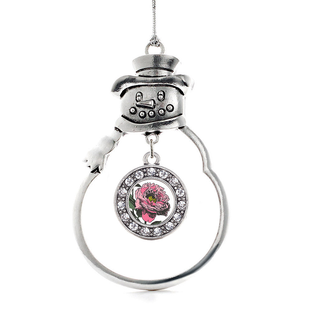 Peony Flower Circle Charm Christmas / Holiday Ornament