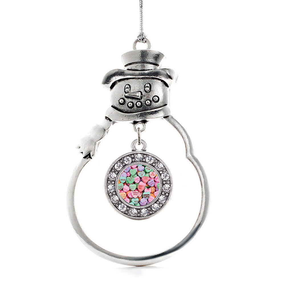 Candy Hearts Circle Charm Christmas / Holiday Ornament
