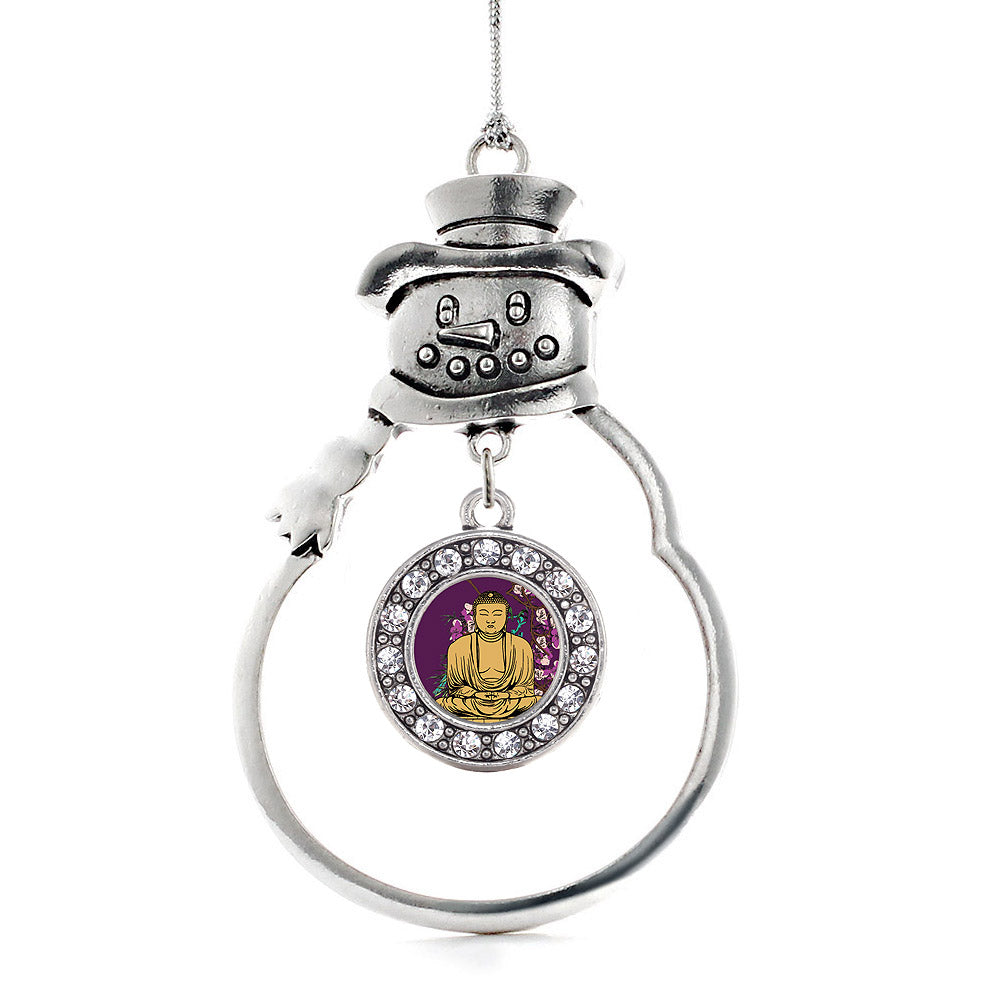Buddha And Cherry Blossoms Circle Charm Christmas / Holiday Ornament